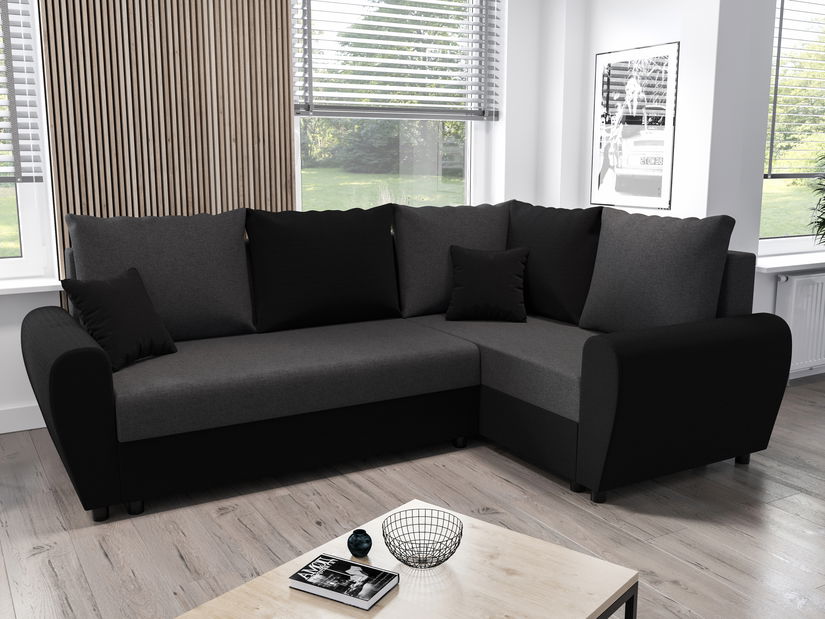 Rohová sedacia súprava Fleur Plus (čierna + sivá) (P)