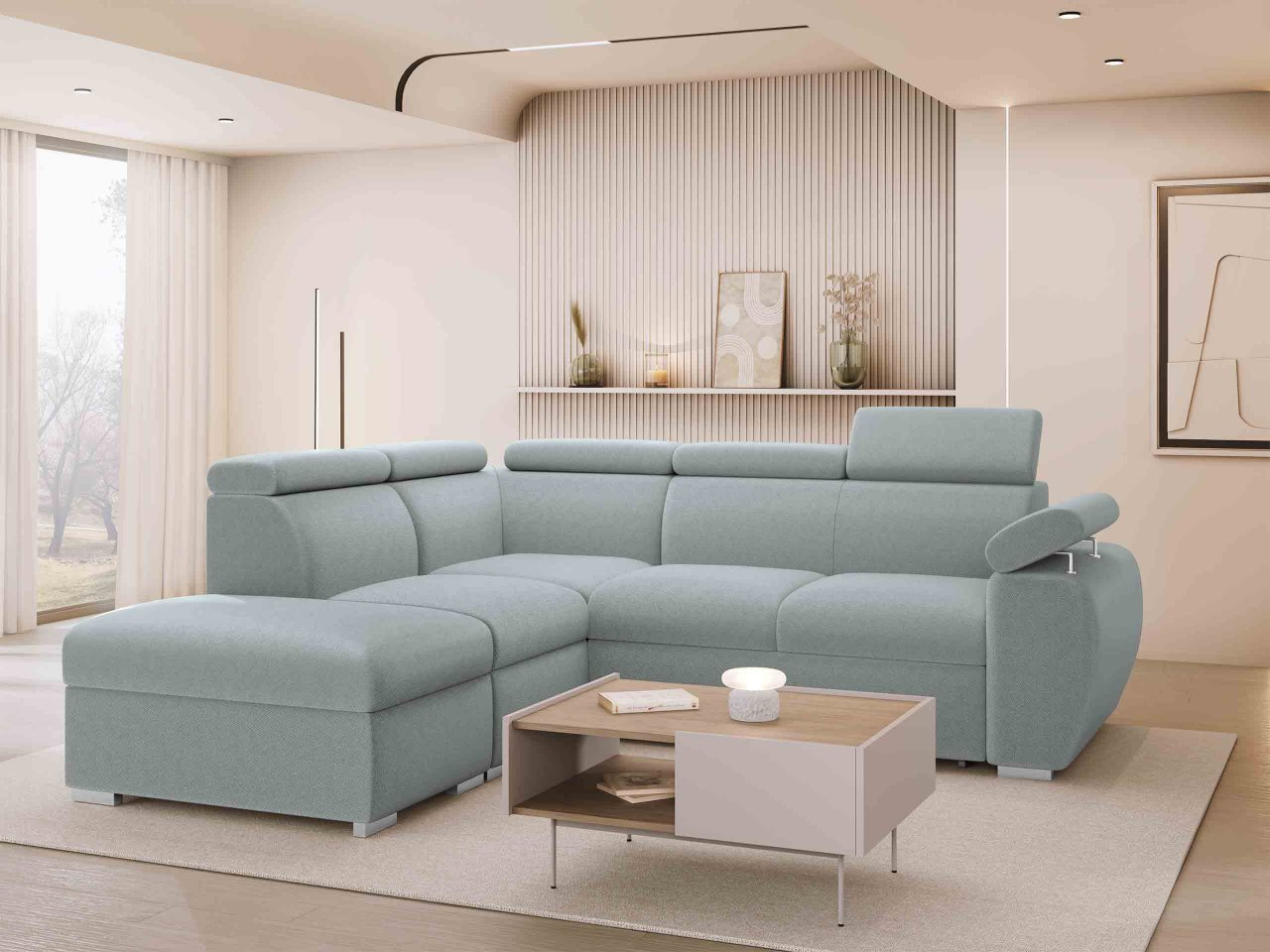 Rohová sedačka Gozo 2RR1P (sivá) (s úl. priestorom) (L)