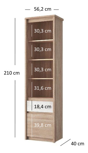 Regál Soledad (szonoma tölgy)