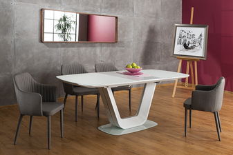 Rozkladací jedálenský stôl 140-200 cm Amanda (biela + biela) (pre 8 a viac osôb)