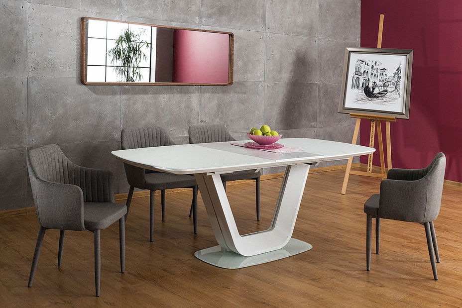 Rozkladací jedálenský stôl 140-200 cm Amanda (biela + biela) (pre 8 a viac osôb)