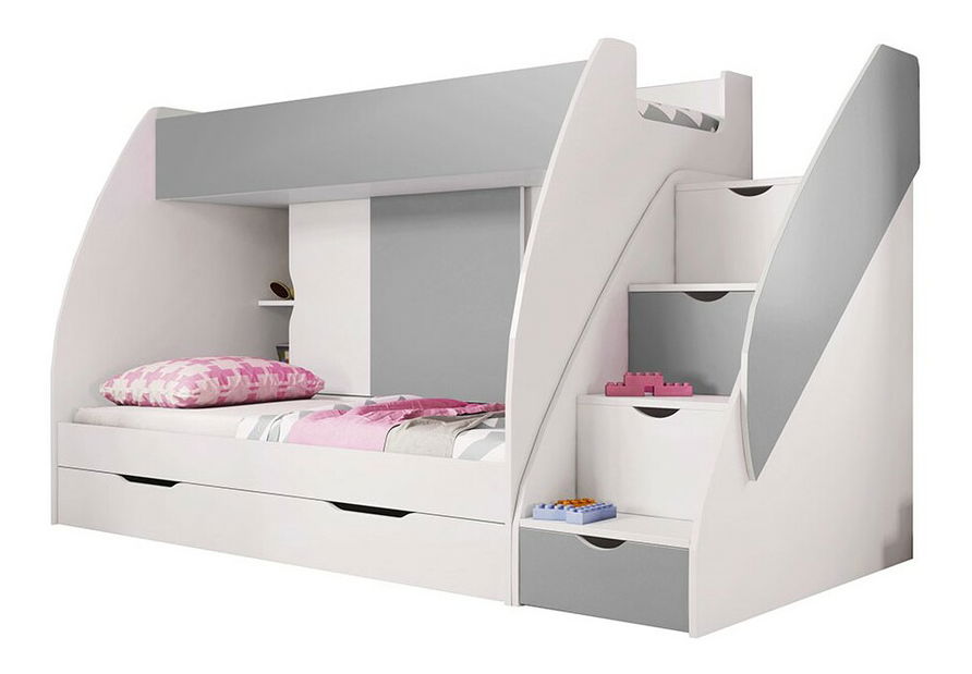 Poschodová posteľ 80 cm Mareus (sivá) (s roštom)