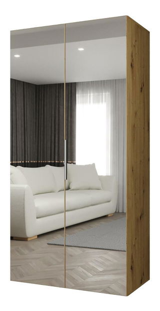Ormar za garderobu 100 cm Mirabella 3 (hrast artisan + kašmir)