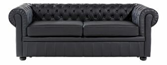 Kožna sofa trosjed Chichester (crna)