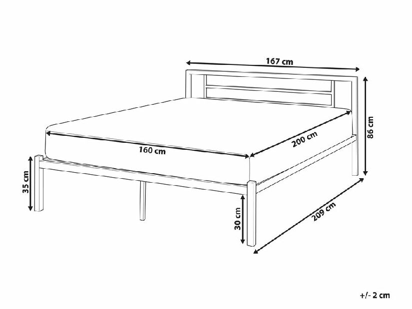 Manželská posteľ 160 cm CONNET (s roštom) (čierna)