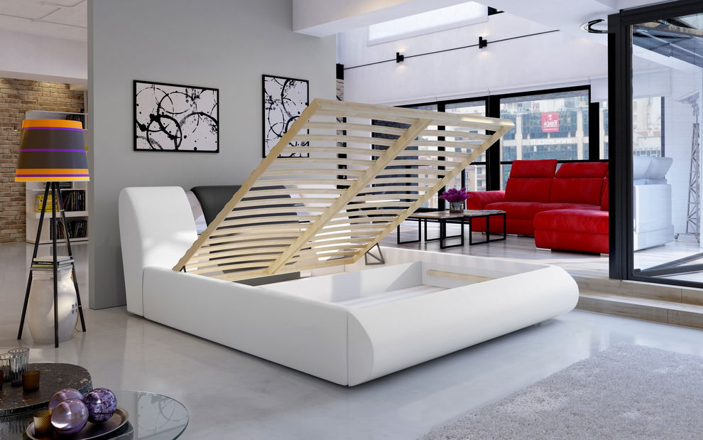 Bračni krevet 180 cm Fabio (smeđa + krem) (s podnicom i prostorom za odlaganje)