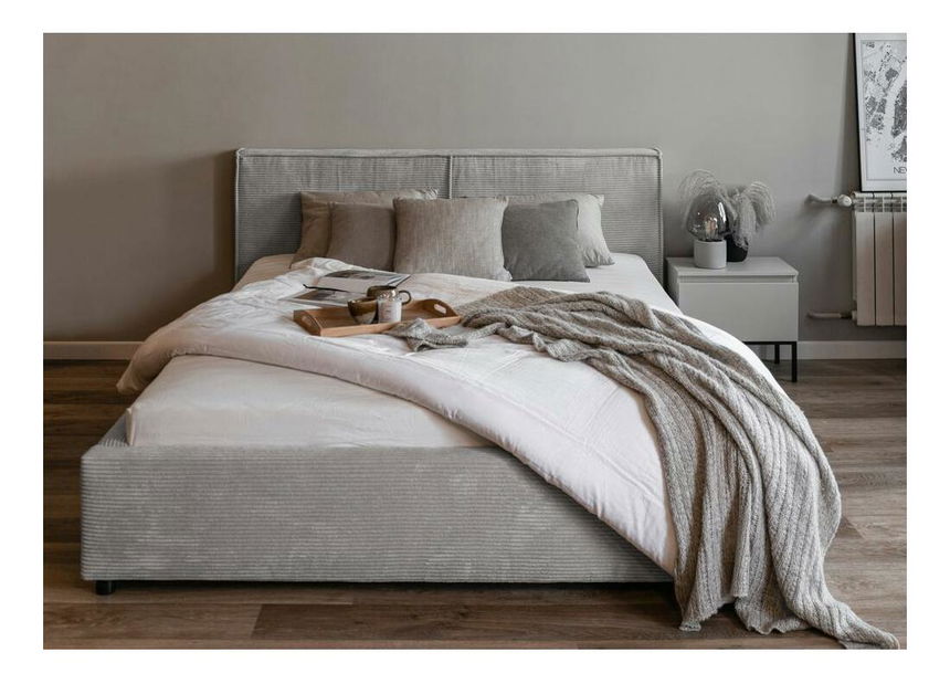 Bračni krevet 140 cm Fatime (s podnicom) (s prostorom za odlaganje) (svijetlosiva + crna)