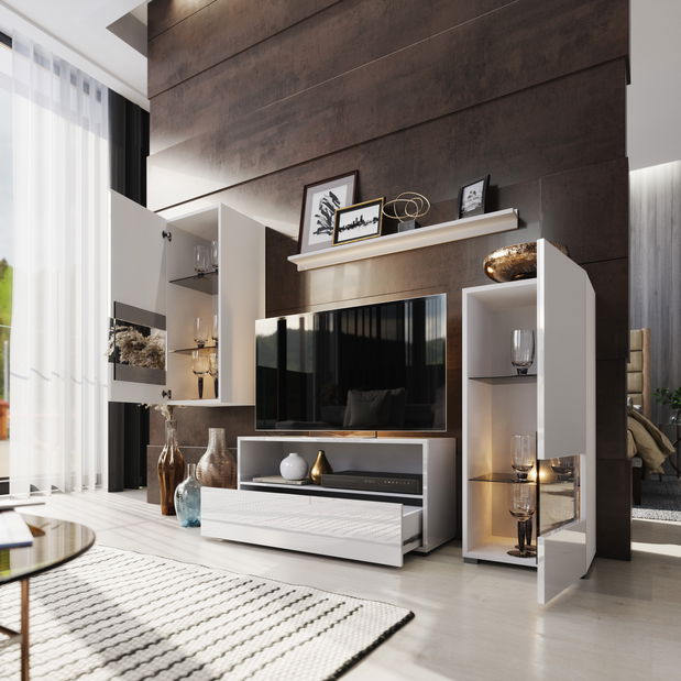 Nappali bútorsor Berny 39 (fehér + fényes fehér)