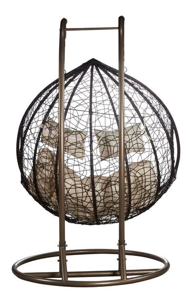 Függesztett kétszemélyes fotel Deber (réz + barna + krém) 