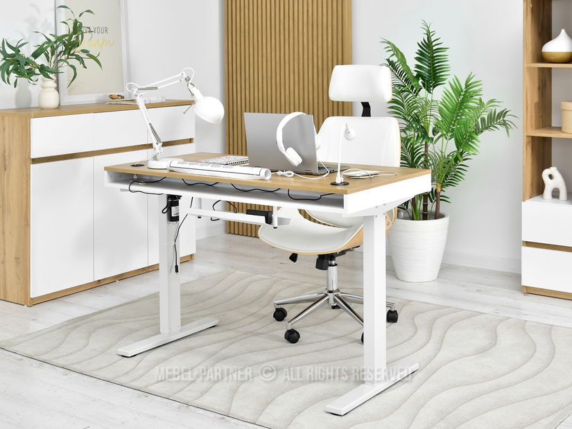 PC asztal Osto 120 (fehér tölgy + fekete)