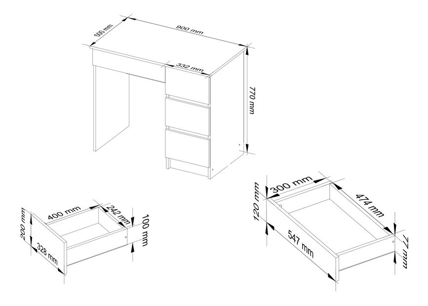 PC stolík Benicio II (biela + biely lesk) (P)