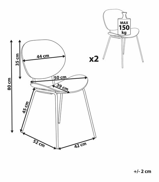 Set 2 ks jedálenských stoličiek Sarrah (čierna) 