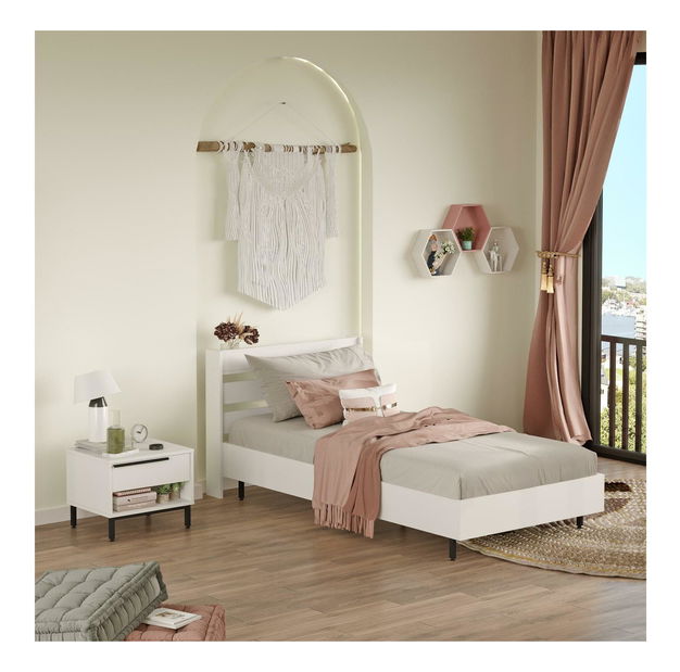 Jednolôžková posteľ s nočným stolíkom 90 cm Otto 22 (biela)