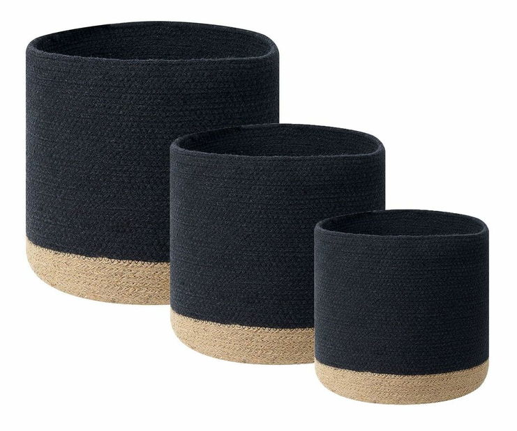 Tárolókosár készlet 3 db. Benicio (bézs + fekete)