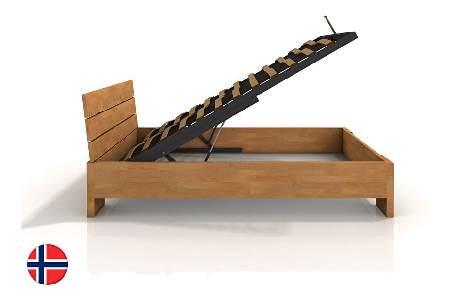 Manželská posteľ 140 cm Naturlig Tosen Long High BC (buk) (s roštom)