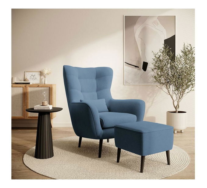 Kreslo s podnožkou Veneza VZ1 (modrá + čierna)