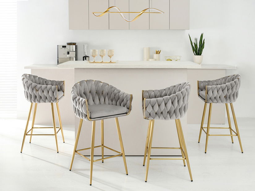 Barová stolička Proenia (sivá + zlatá)