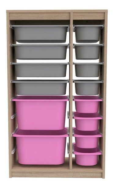 Organizator jucării Dremonka 6 (Stejar sonoma + Gri + roz)