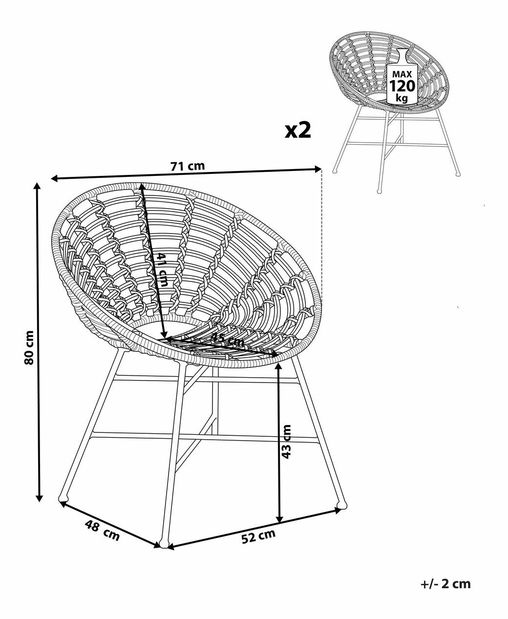 Set 2 ks. záhradných stoličiek Acta (prírodná)