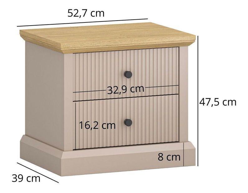 Noćni stolić Indices (taupe + kameni hrast) 