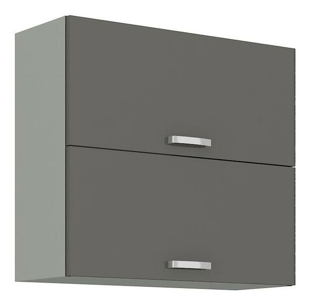 Dulap superior de bucătărie Gonir 80 GU-72 2F (Cadru: gri + front: gri lucios)