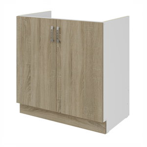 Dolná kuchynská skrinka pod drez Sylrona 80 ZL 2F BB (biela + dub sonoma)