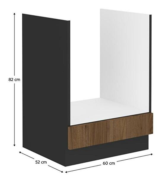 Dolná kuchynská skrinka na vstavaný šporák Monzesa 60 D GAZ BB (orech okapi + čierna) 