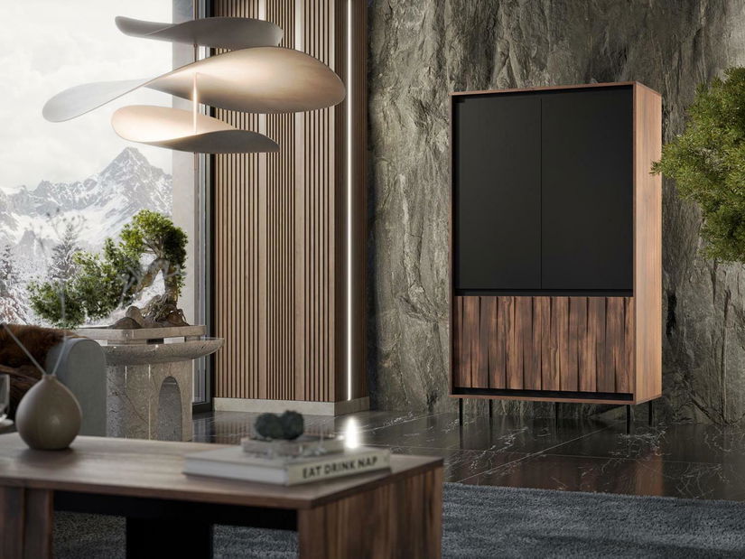 Ormar za garderobu Sting S1 (orah + crna)