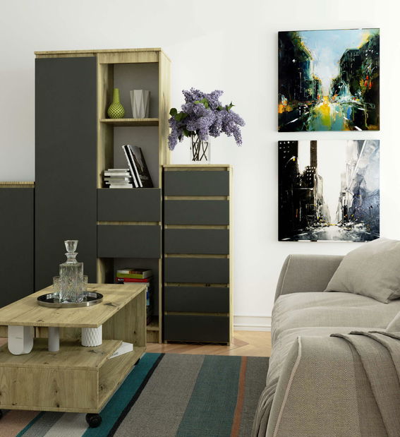 Komód Cipriano V (artisan tölgy + szürke)