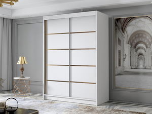 Dulap de haine cu uși culisante Varentona IV 120 (Alb + auriu) 