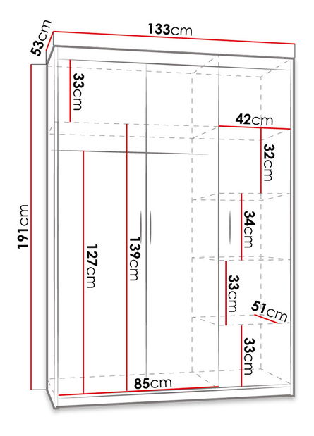Ormar za garderobu Milica 3D (bijela)