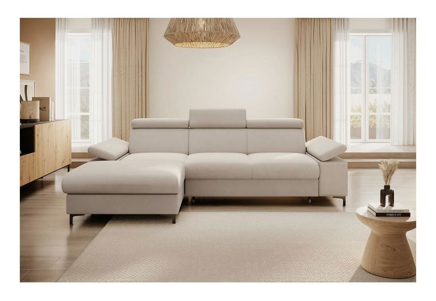 Rohová sedacia súprava Miles (L) (svetlobéžová + čierna)