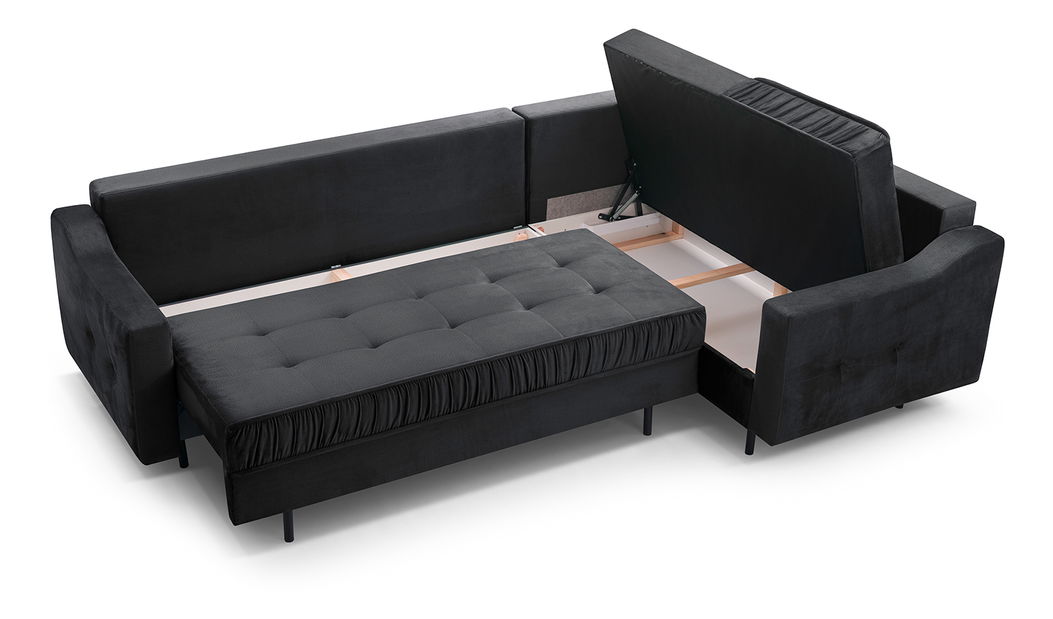 Sarokkanapé Aisha (fekete) (B)