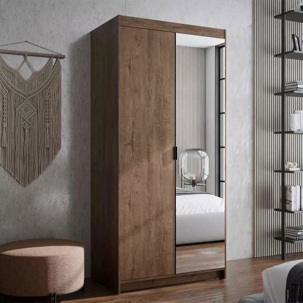 Ormar za garderobu s ogledalom Elanor I (hrast lefkas)