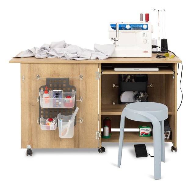 Masă de lucru pe roți Wernalo 1 (stejar riviera)