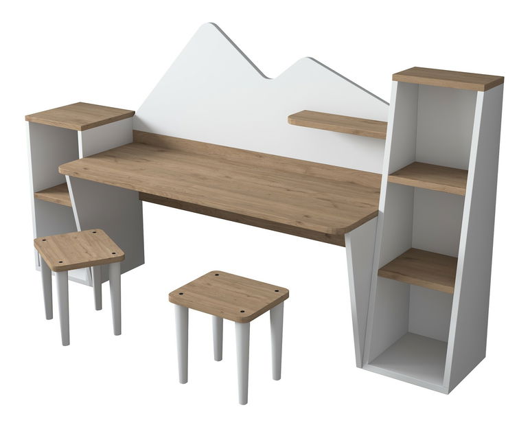 Gyerekasztal székekkel Daniela (fehér + dió)