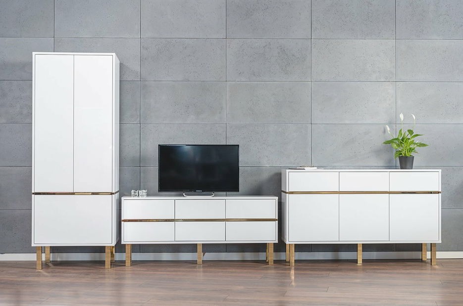 Šatníková skriňa Naturlig Mynga (vysoký lesk biely)