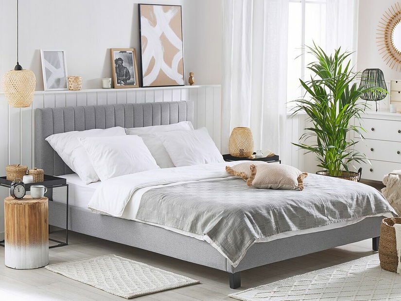 Pat matrimonial 140 cm PARASO (gri deschis) (cu somieră)