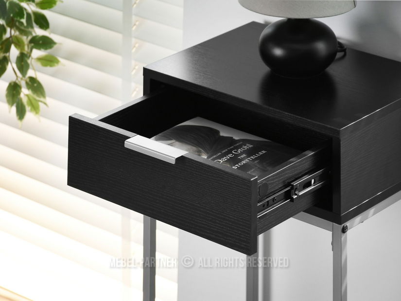 Măsuță consolă Norma S (lemn negru + crom mat)