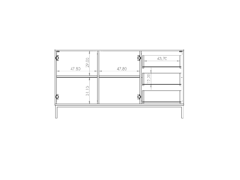 Komoda Punta K2D3SZ (grafit)