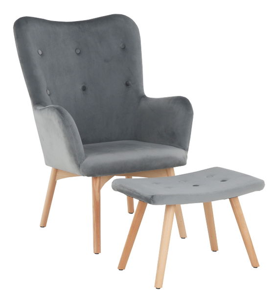 Fotel taburettel Lager New (szürke) *kiárusítás