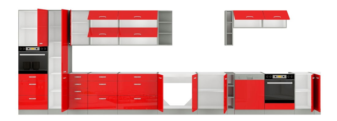 Donji kuhinjski ormarić- Roslyn 40 D 4S BB (crvena + siva )