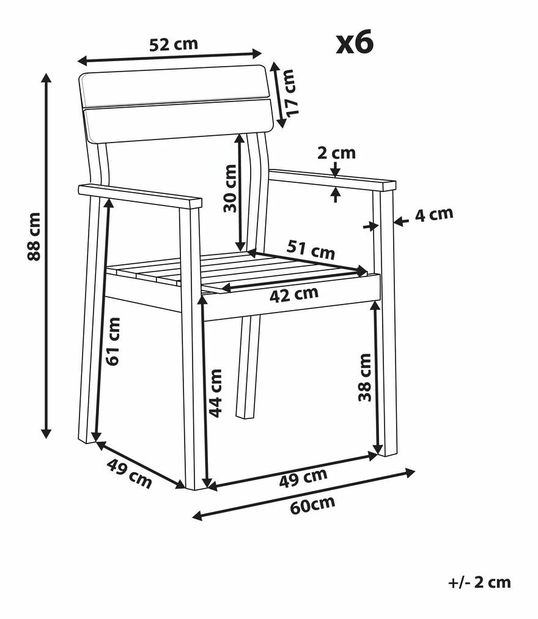 Set vrtnih stolica (6 kom.) Fernanda (svijetlo drvo)