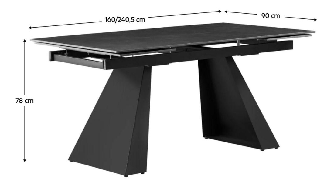 Blagovaonski stol Salay (grafit + crna) (za 6 i više osoba)