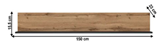 Poliță 150 cm Leticia (Stejar wotan + negru)