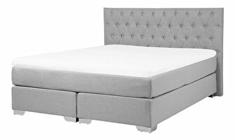 Manželská posteľ Boxspring 160 cm DUKE (s roštom a matracom) (sivá)