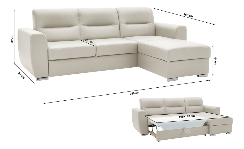 Rohová sedačka Fines Renold (béžová) (s úl. priestorom)