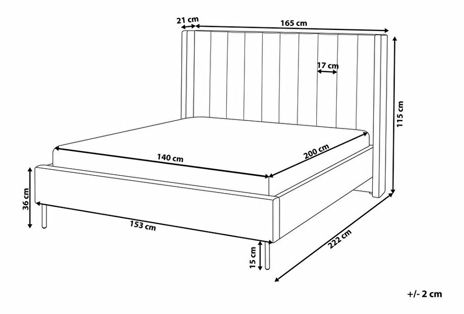 Pat matrimonial 140 cm Vue (gri) (cu somieră)