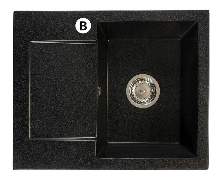 Chiuvetă de bucătărie Dalgam (negru + textură) (cu 1 orificiu pentru robinet) (S)