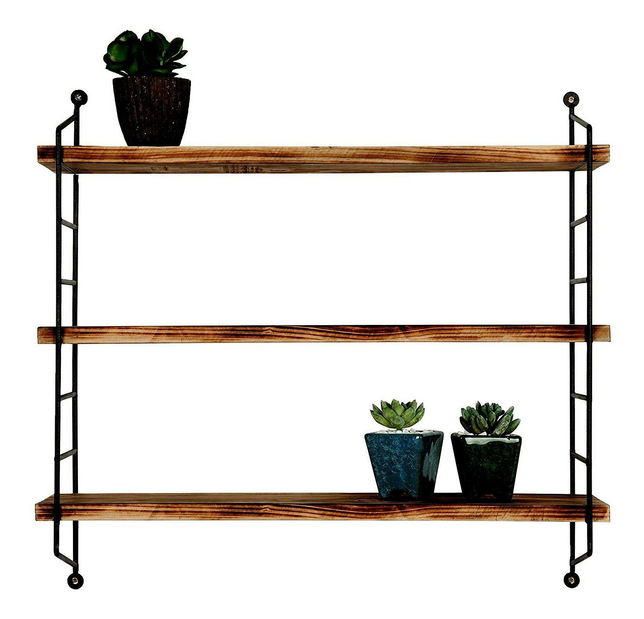 Dekorativna zidna polica Duvelo 6 (orah + crna)